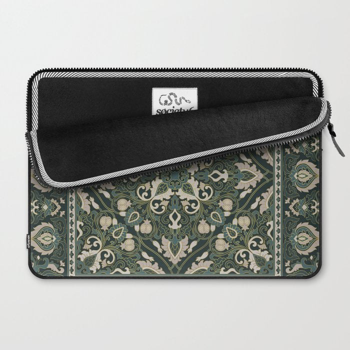 Ornamental Ethnic Bohemian Pattern VIII Emerald Gold Laptop Sleeve Gallery Image 2