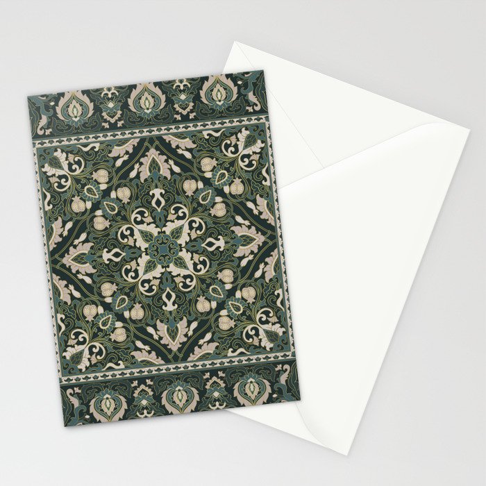 Ornamental Ethnic Bohemian Pattern VIII Emerald Gold Stationery Card Gallery Image 2