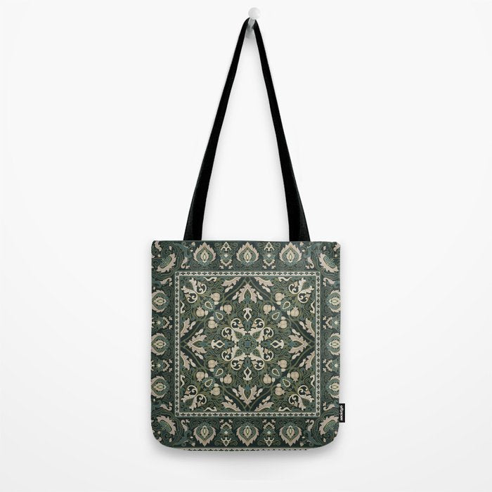Ornamental Ethnic Bohemian Pattern VIII Emerald Gold Tote Bag Gallery Image 2