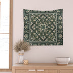 Ornamental Ethnic Bohemian Pattern VIII Emerald Gold Wall Tapestry Gallery Image 2