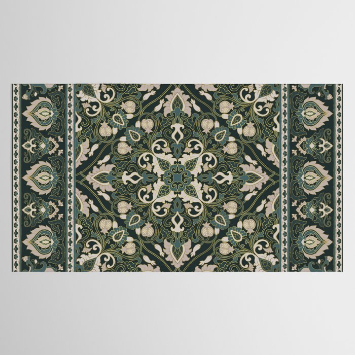 Ornamental Ethnic Bohemian Pattern VIII Emerald Gold Tablecloth Gallery Image 2