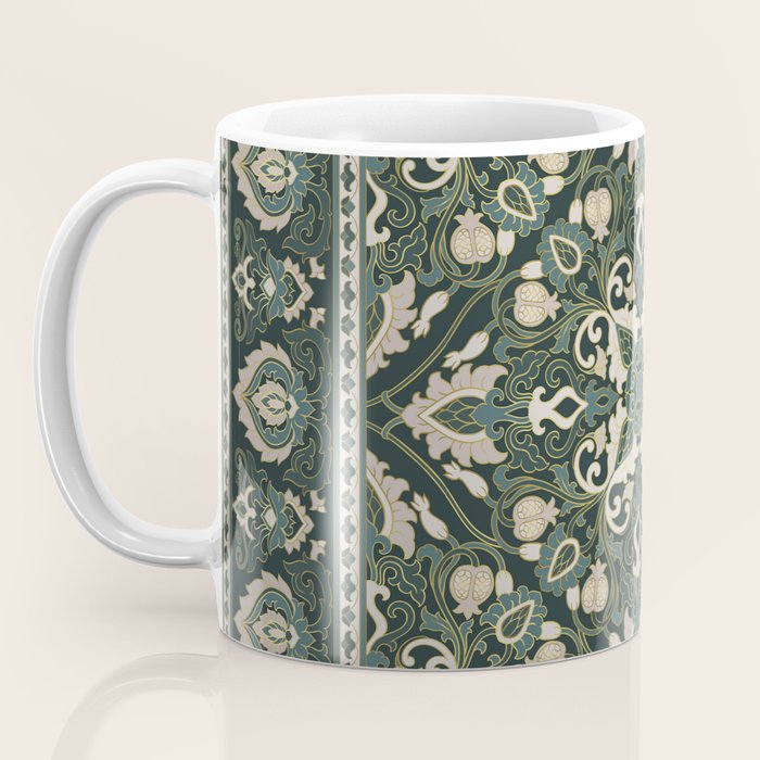 Ornamental Ethnic Bohemian Pattern VIII Emerald Gold Coffee Mug Gallery Image 3