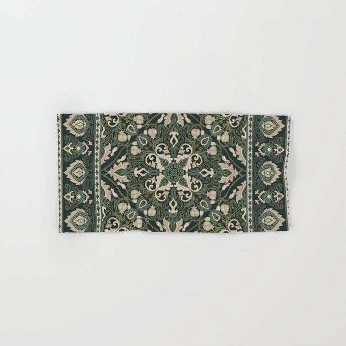 Ornamental Ethnic Bohemian Pattern VIII Emerald Gold Bath Towel Gallery Image 1