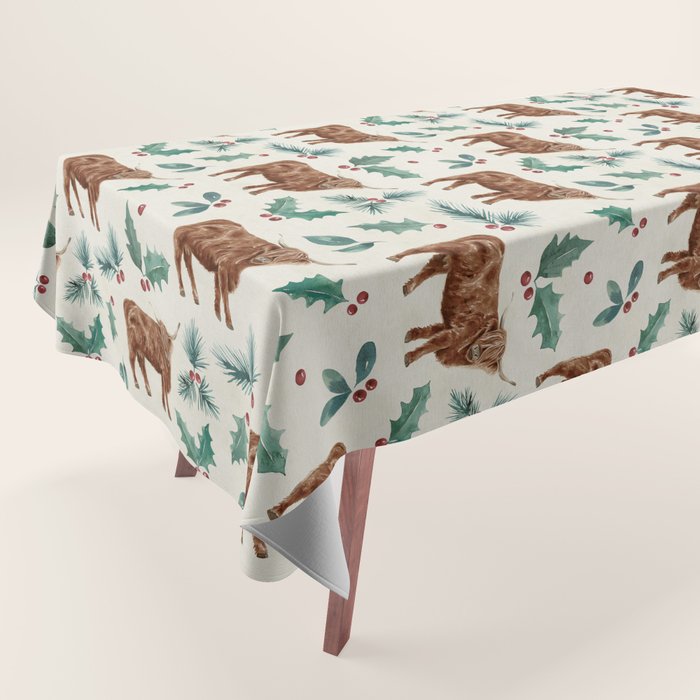 Farm house Christmas Burlap Tablecloth Gallery Image 1