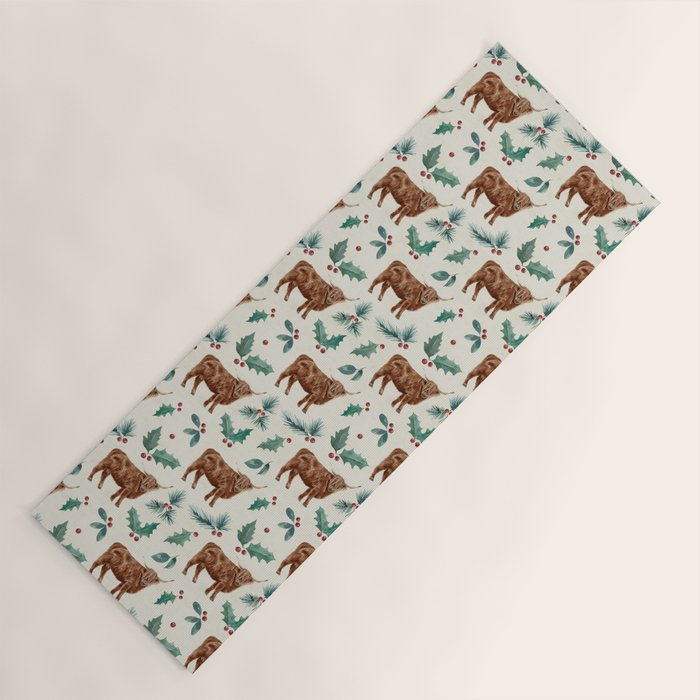 Farm house Christmas Burlap Yoga Mat Gallery Image 1