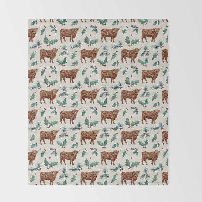 Farm house Christmas Burlap Throw Blanket Gallery Image 2
