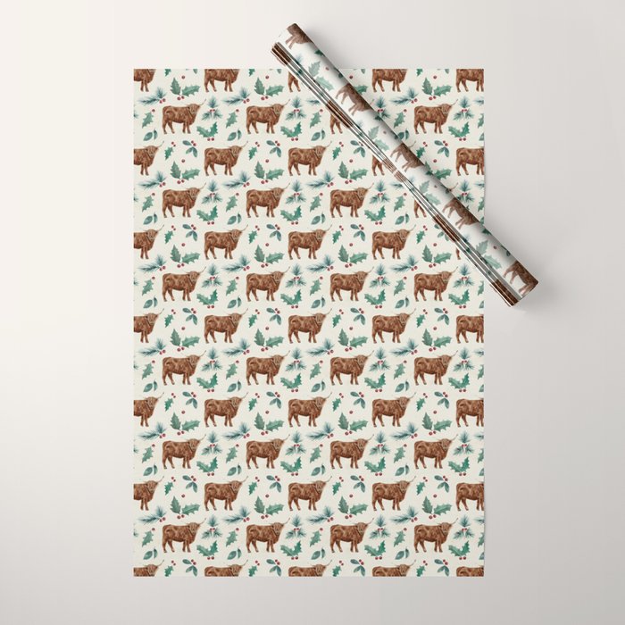 Farm house Christmas Burlap Wrapping Paper Gallery Image 1