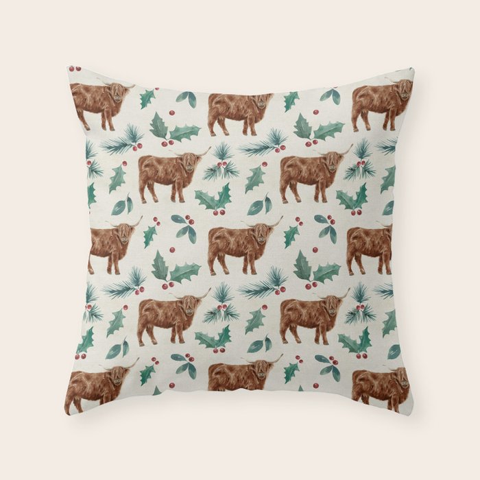 Farm house Christmas Burlap Throw Pillow Gallery Image 6