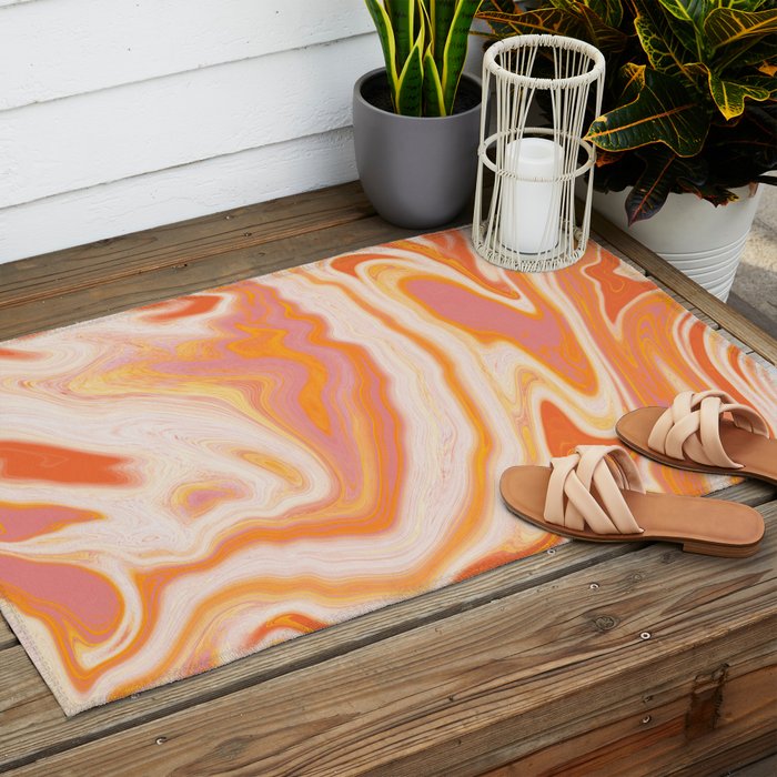 orange marble Outdoor Rug Gallery Image 2