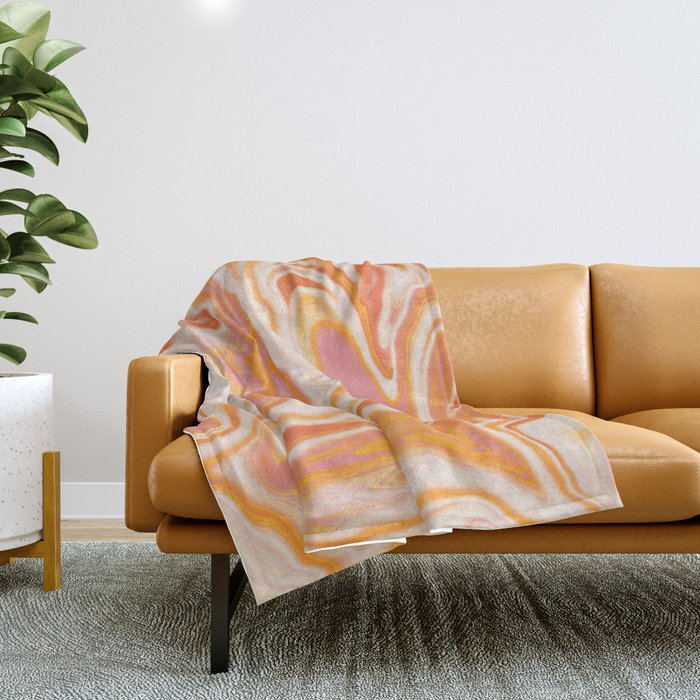 orange marble Throw Blanket Gallery Image 1