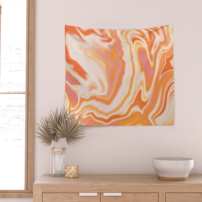 orange marble Wall Tapestry Gallery Image 2