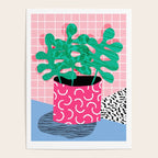 Shredding - indoor house plant pop art grid pattern minimal abstract neon 1980s style memphis retro Poster Gallery Image 4