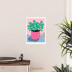 Shredding - indoor house plant pop art grid pattern minimal abstract neon 1980s style memphis retro Poster Gallery Image 2