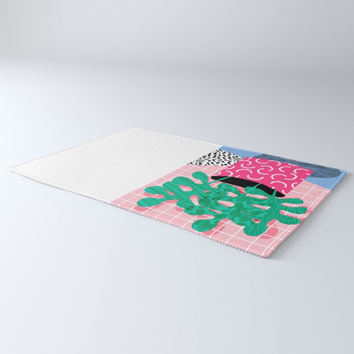 Shredding - indoor house plant pop art grid pattern minimal abstract neon 1980s style memphis retro Rug Gallery Image 3