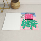 Shredding - indoor house plant pop art grid pattern minimal abstract neon 1980s style memphis retro Rug Gallery Image 1