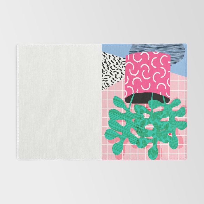 Shredding - indoor house plant pop art grid pattern minimal abstract neon 1980s style memphis retro Rug Gallery Image 2