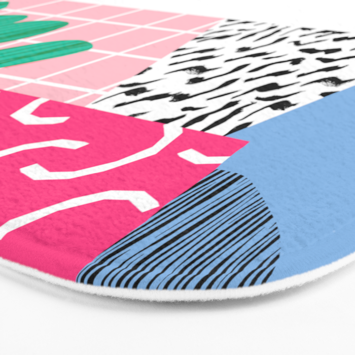Shredding - indoor house plant pop art grid pattern minimal abstract neon 1980s style memphis retro Bath Mat Gallery Image 3