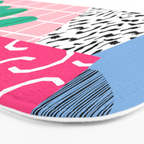 Shredding - indoor house plant pop art grid pattern minimal abstract neon 1980s style memphis retro Bath Mat Gallery Image 3