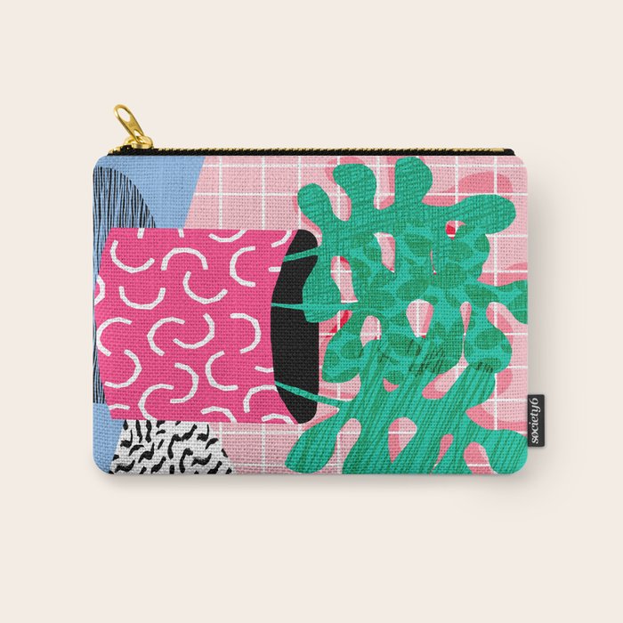 Shredding - indoor house plant pop art grid pattern minimal abstract neon 1980s style memphis retro Carry All Pouch Gallery Image 1