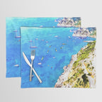 Capri Islands | Tropical Travel Summer Island | Ocean Sea Beach Swim Sail Painting  Placemat Gallery Image 1