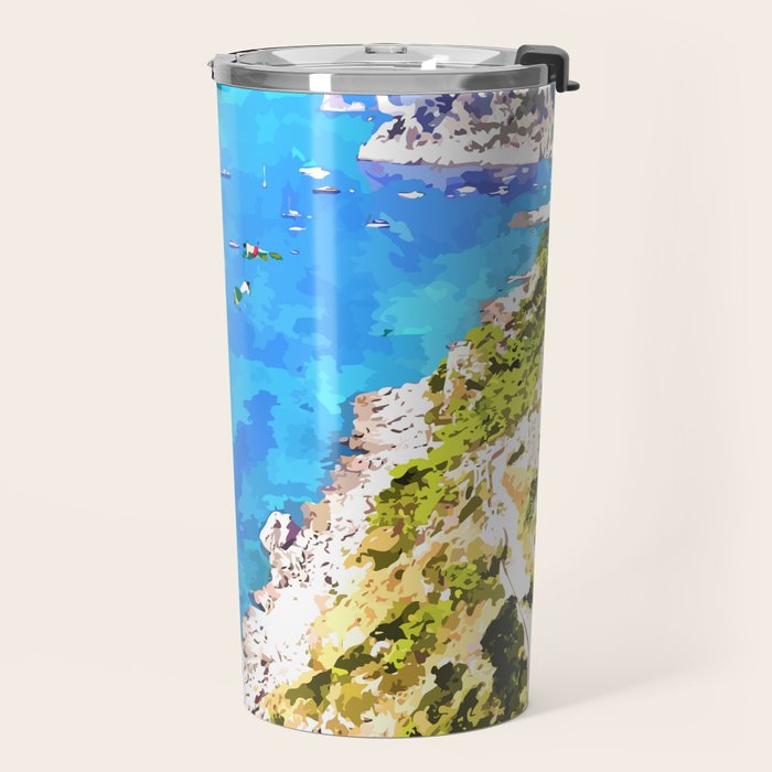 Capri Islands | Tropical Travel Summer Island | Ocean Sea Beach Swim Sail Painting  Travel Mug Gallery Image 2