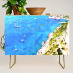 Capri Islands | Tropical Travel Summer Island | Ocean Sea Beach Swim Sail Painting  Credenza Gallery Image 1