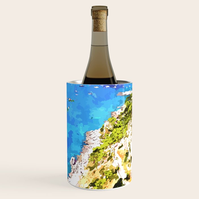 Capri Islands | Tropical Travel Summer Island | Ocean Sea Beach Swim Sail Painting  Wine Chiller Gallery Image 3