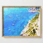 Capri Islands | Tropical Travel Summer Island | Ocean Sea Beach Swim Sail Painting  Serving Tray Gallery Image 1