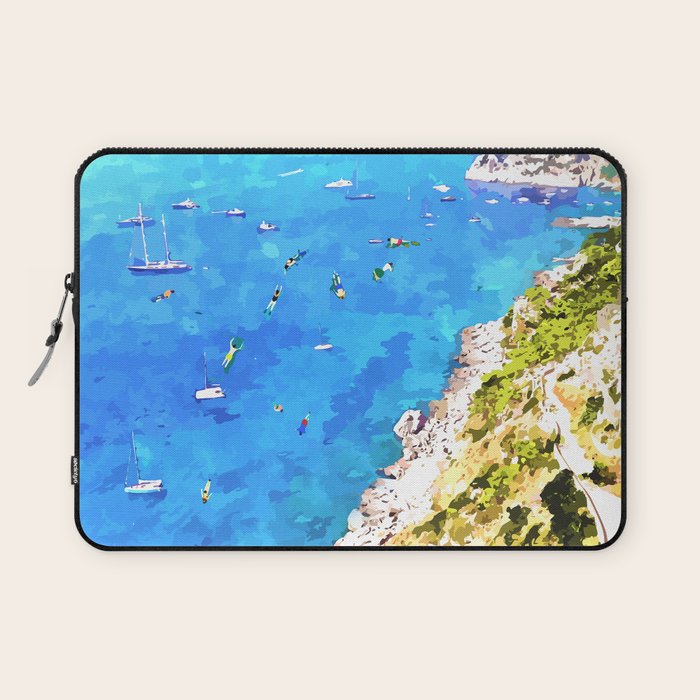 Capri Islands | Tropical Travel Summer Island | Ocean Sea Beach Swim Sail Painting  Laptop Sleeve Gallery Image 1