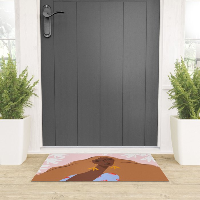Woman Looking Back Welcome Mat Gallery Image 3