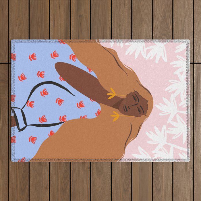 Woman Looking Back Outdoor Rug Gallery Image 1