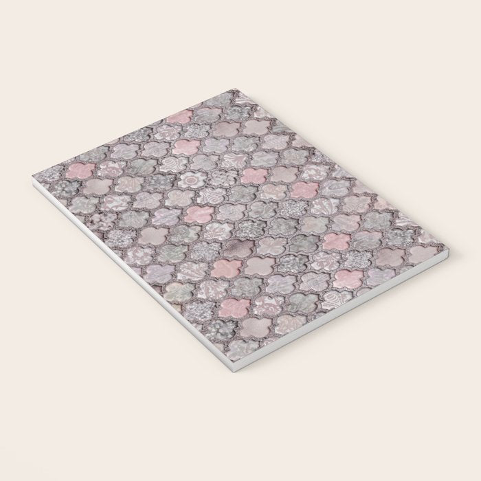 Vintage Moroccan Tiles Grey, Blush And Smoke Pink Notebook Gallery Image 3
