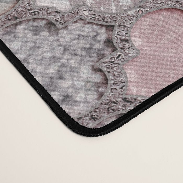 Vintage Moroccan Tiles Grey, Blush And Smoke Pink Desk Mat Gallery Image 4