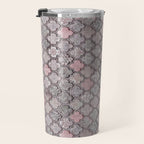 Vintage Moroccan Tiles Grey, Blush And Smoke Pink Travel Mug Gallery Image 3
