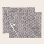Vintage Moroccan Tiles Grey, Blush And Smoke Pink Placemat Gallery Image 1