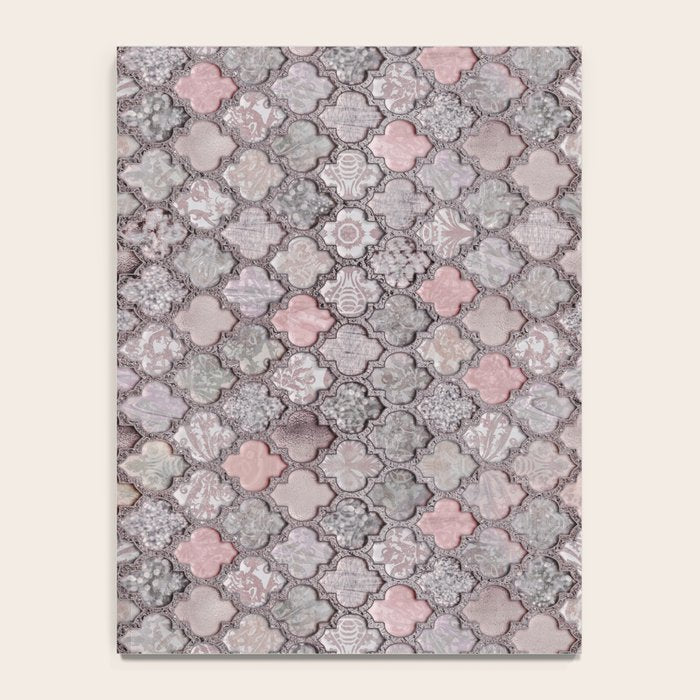 Vintage Moroccan Tiles Grey, Blush And Smoke Pink Notebook Gallery Image 4
