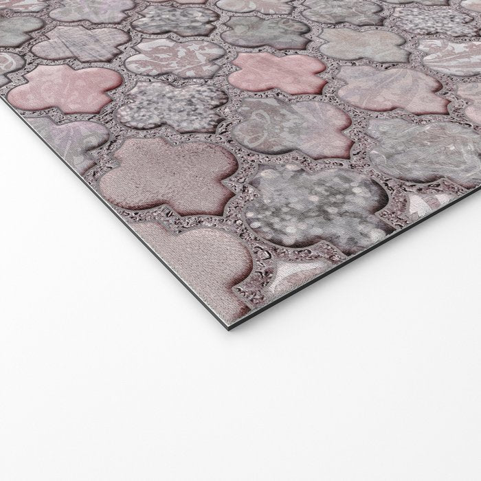 Vintage Moroccan Tiles Grey, Blush And Smoke Pink Welcome Mat Gallery Image 2