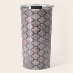 Vintage Moroccan Tiles Grey, Blush And Smoke Pink Travel Mug Gallery Image 1