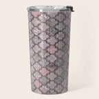 Vintage Moroccan Tiles Grey, Blush And Smoke Pink Travel Mug Gallery Image 2