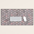 Vintage Moroccan Tiles Grey, Blush And Smoke Pink Desk Mat Gallery Image 1