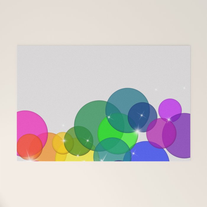 Translucent Rainbow Colored Circles with Sparkles - Multi Colored Welcome Mat Gallery Image 1