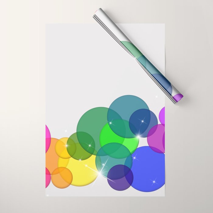 Translucent Rainbow Colored Circles with Sparkles - Multi Colored Wrapping Paper Gallery Image 1