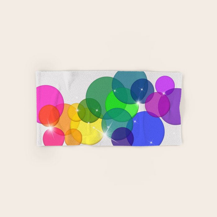 Translucent Rainbow Colored Circles with Sparkles - Multi Colored Bath Towel