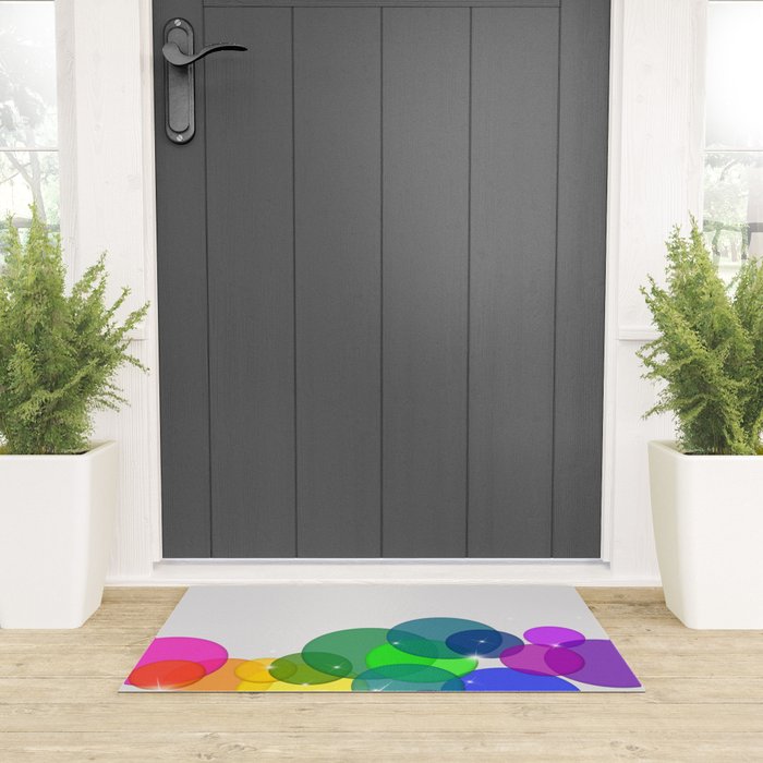 Translucent Rainbow Colored Circles with Sparkles - Multi Colored Welcome Mat Gallery Image 3