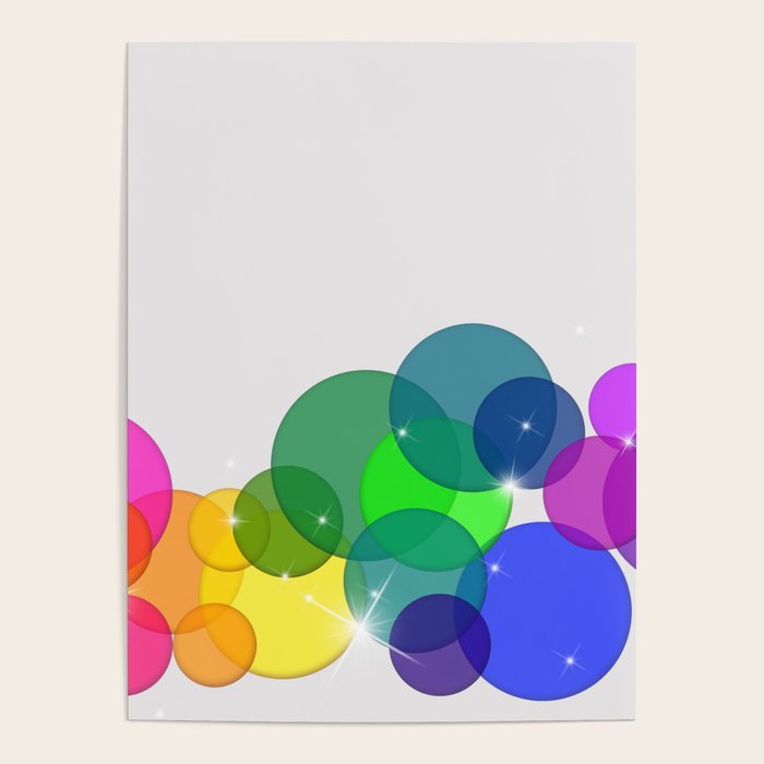 Translucent Rainbow Colored Circles with Sparkles - Multi Colored Poster Gallery Image 4