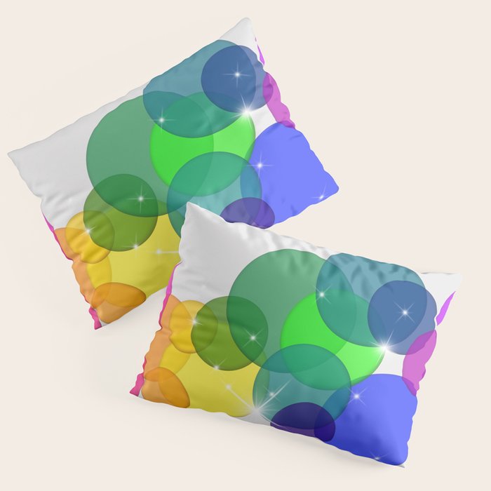 Translucent Rainbow Colored Circles with Sparkles - Multi Colored Pillow Sham Gallery Image 3