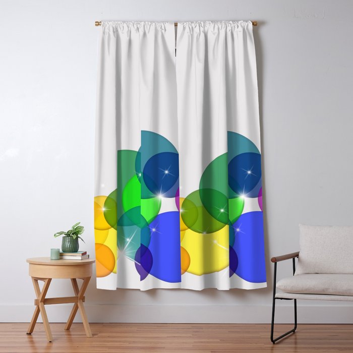 Translucent Rainbow Colored Circles with Sparkles - Multi Colored Window Curtain Gallery Image 5