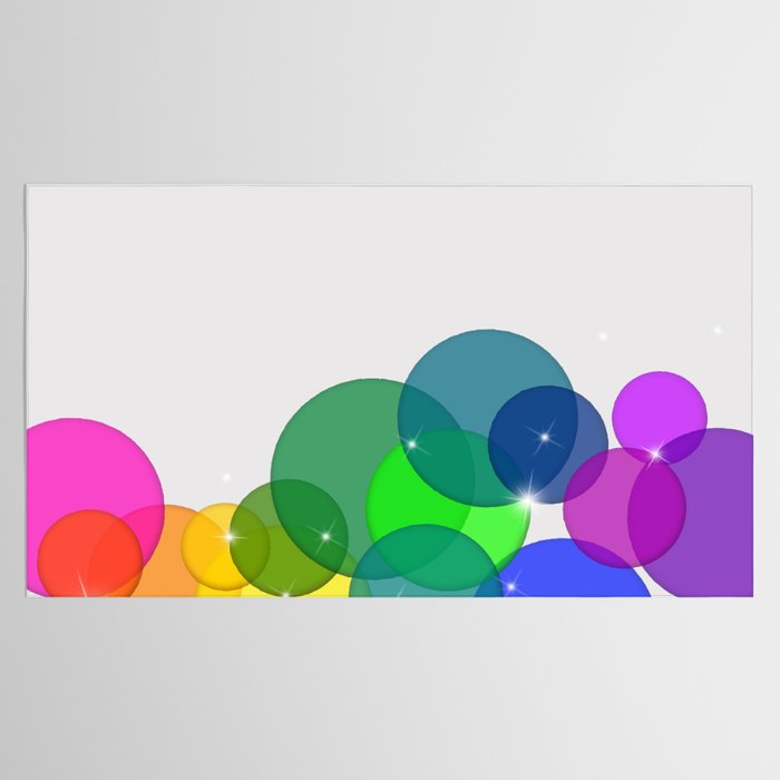 Translucent Rainbow Colored Circles with Sparkles - Multi Colored Tablecloth Gallery Image 2