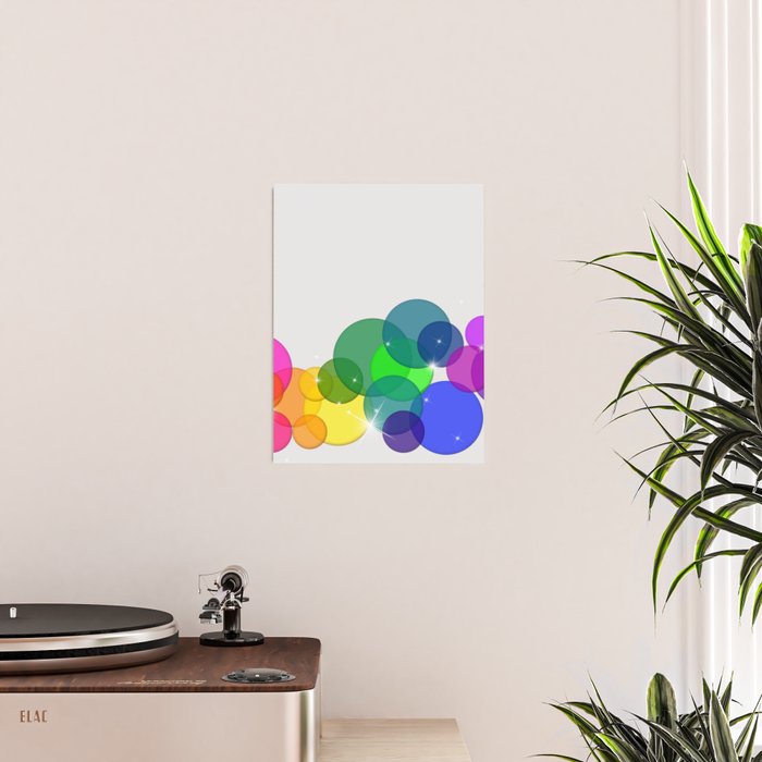 Translucent Rainbow Colored Circles with Sparkles - Multi Colored Poster Gallery Image 2