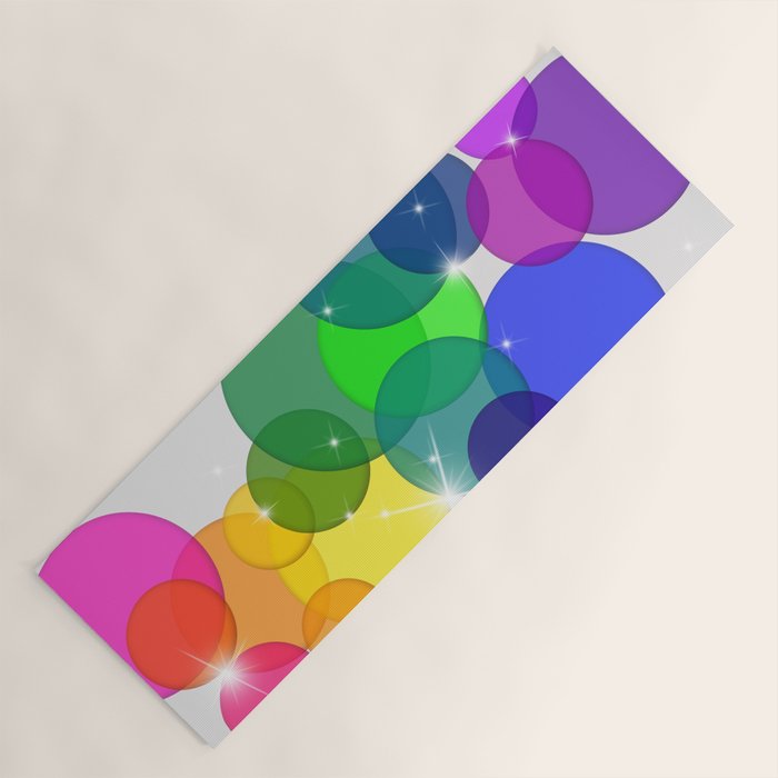Translucent Rainbow Colored Circles with Sparkles - Multi Colored Yoga Mat Gallery Image 1